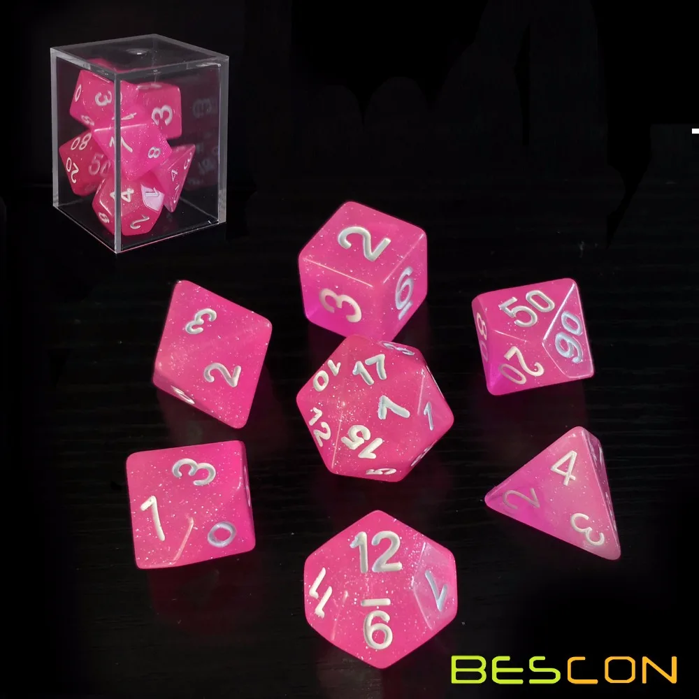 Bescon интенсивные блестящие кости 7 шт набор розовая принцесса новый костей для
