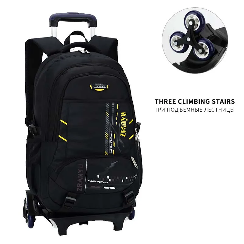 6 wheels YCBXBAO последние съемные детские школьные сумки 2/6 колеса лестницы дети мальчики девочки рюкзаки Тележка школьный чемодан книга сумки - Цвет: 6 wheels