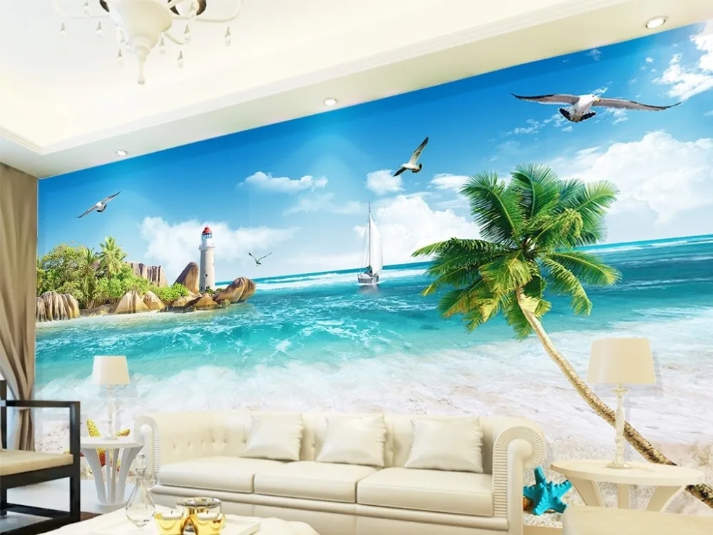 Обои 3d под заказ для комнат морских пейзажей фотообои стен пейзаж | Обустройство