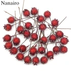 50 шт. мини Поддельные стеклянные гранатовые фрукты, небольшие ягоды, искусственные цветы, красные вишневые тычинки, свадебное украшение на рождественскую елку