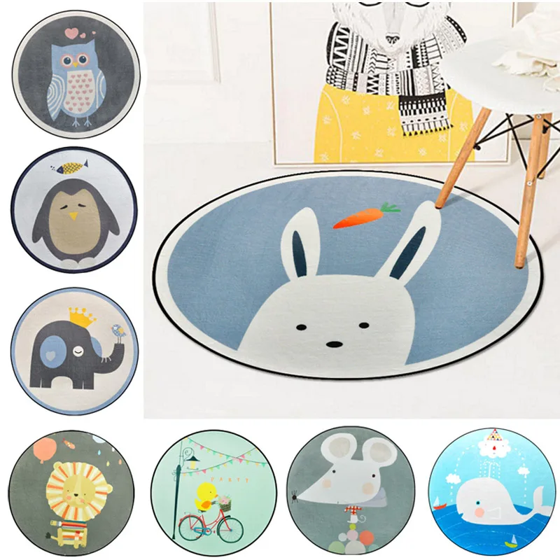 

Cartoon Animal Kids Room Play Tents Carpet Owl/Cat/Baby Bedroom Anti-skid Crawling Carpets Living Room Coffee Table Floor Mats