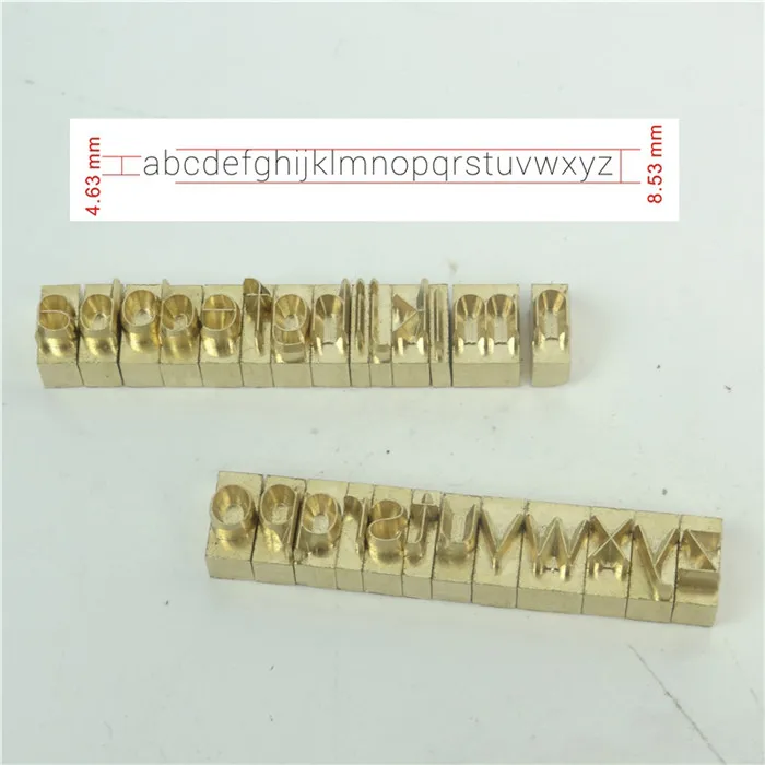 № 6/7 стандартные латунные гибкие буквы, RCIDOS CNC гравировальная форма, формочки, горячее тиснение фольгой алфавита - Цвет: Font 6 lower 26pcs