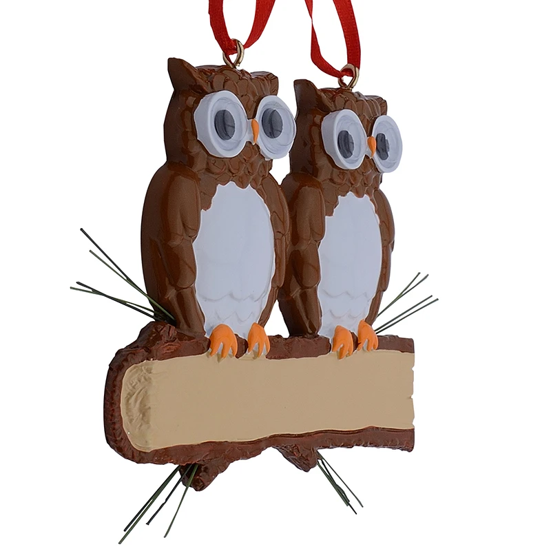 Maxora коричневый желтый Сова Семья из 2 Смолы Глянцевая Персонализированная