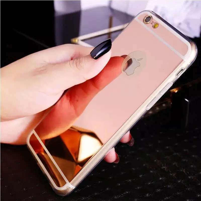 Роскошный зеркальный чехол из ТПУ с силиконовой рамкой для iphone 5S 5 SE 6 6S 7 Plus 4 7/5 '