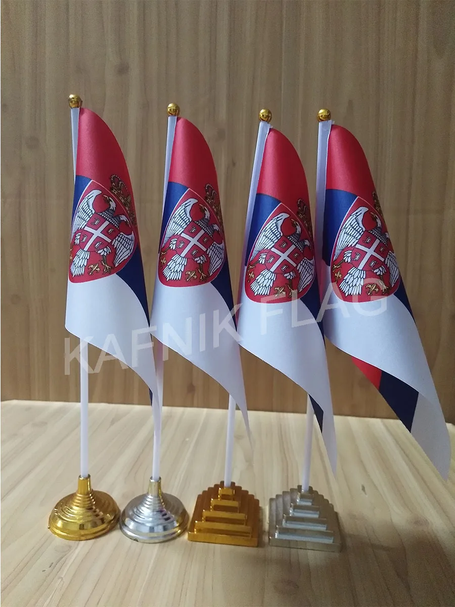 

KAFNIK,5/10pcs a lot Serbia table desk flag banner 14*21cm flag /Plastic flags or suction cups for your choice free shipping