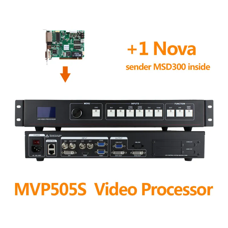 

sdi video processor mvp505s led wall controller with 1 nova msd300 novastar sending card for transparent led screen