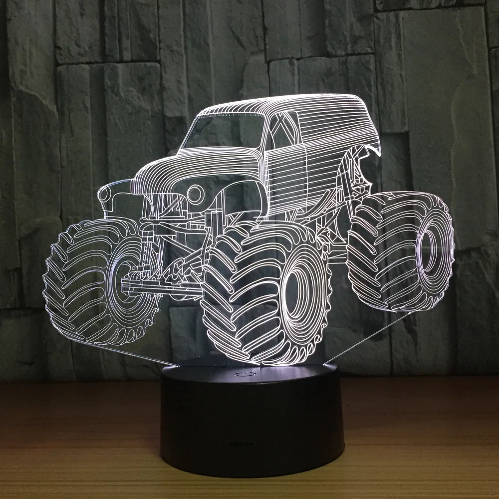 3D Colors Lamp Car Truck Shape Auto Hologram Home Illumination Bedroom Decor Desk Table Best New Year Gift Cool Light | Лампы и