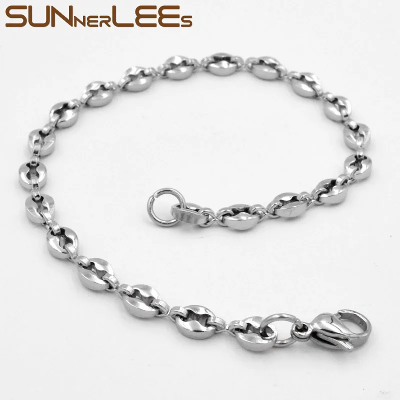 SUNNERLEES модные ювелирные изделия 4 мм Мужские и женские кофейные зерна звенья цепи