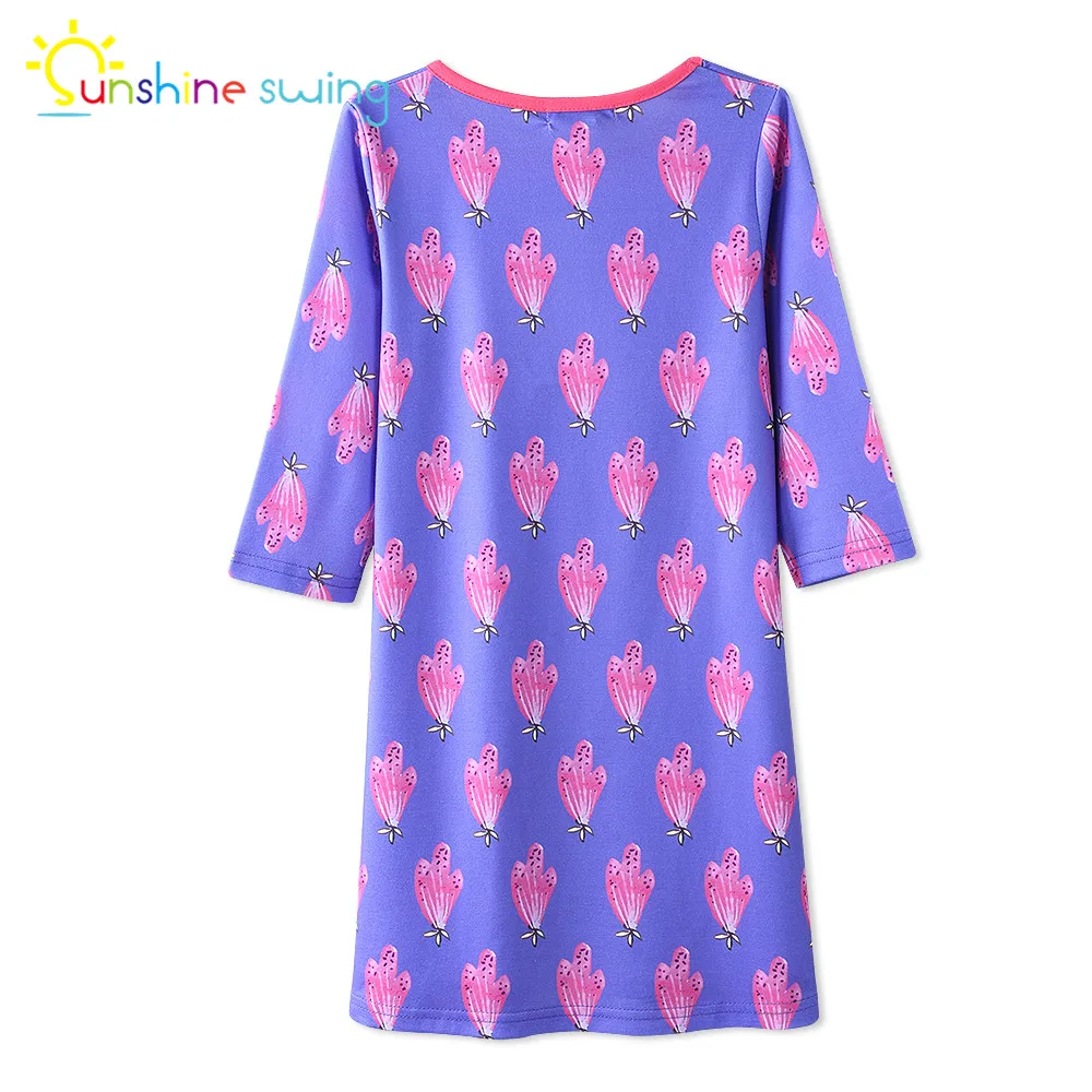 Sunshine Swing Half Sleeve Girls Dress Elegant Flower Print Round Neck Princess Kids Children's Clothes | Детская одежда и