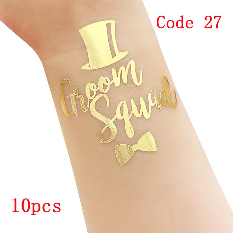 10pcs-code27 10 шт. свадебное украшение невесты to be татуировки наклейки свадебные принадлежности Команда Невесты Девичник курица вечерние Фламинго Boda - Цвет: 10pcs-code27