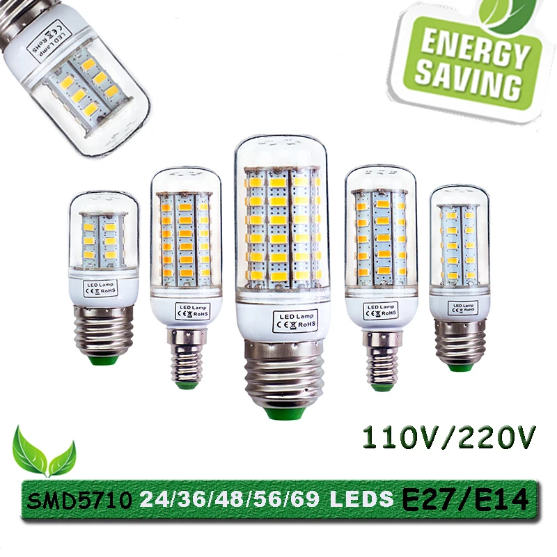 Светодиодный лампы кукурузы E27 E14 светильник 220 В 110 Spotlight 24 36 48 56 69 светодиодный S