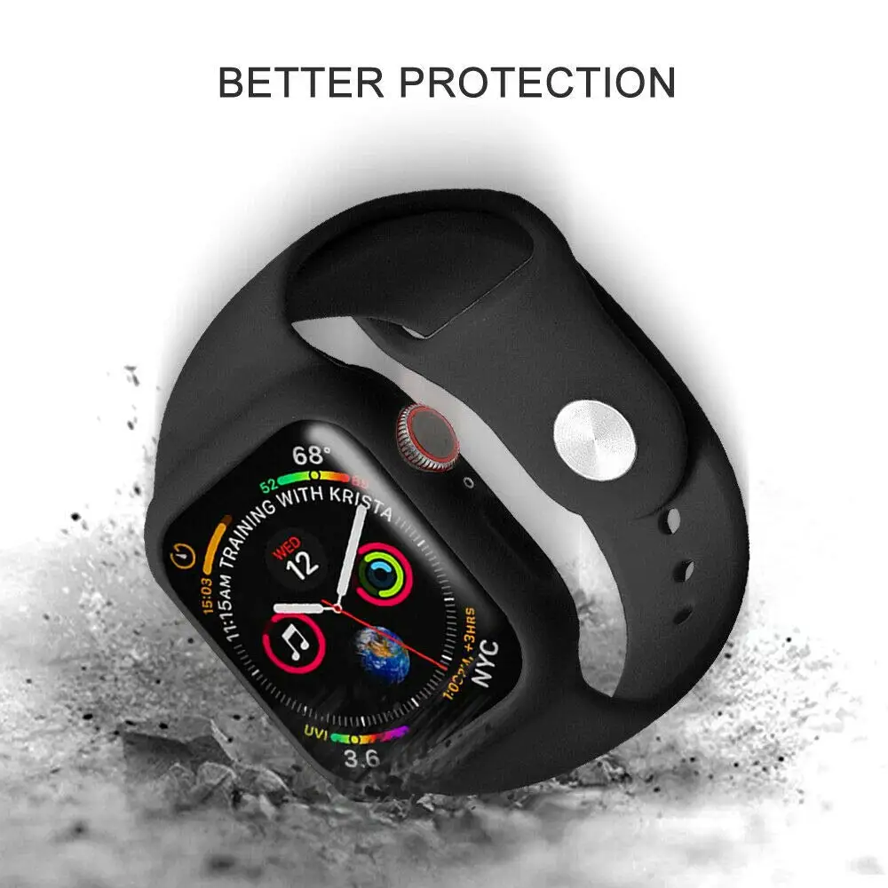 Силиконовый ремешок для браслета и ударопрочный чехол apple watch 4 44/40 мм наручные