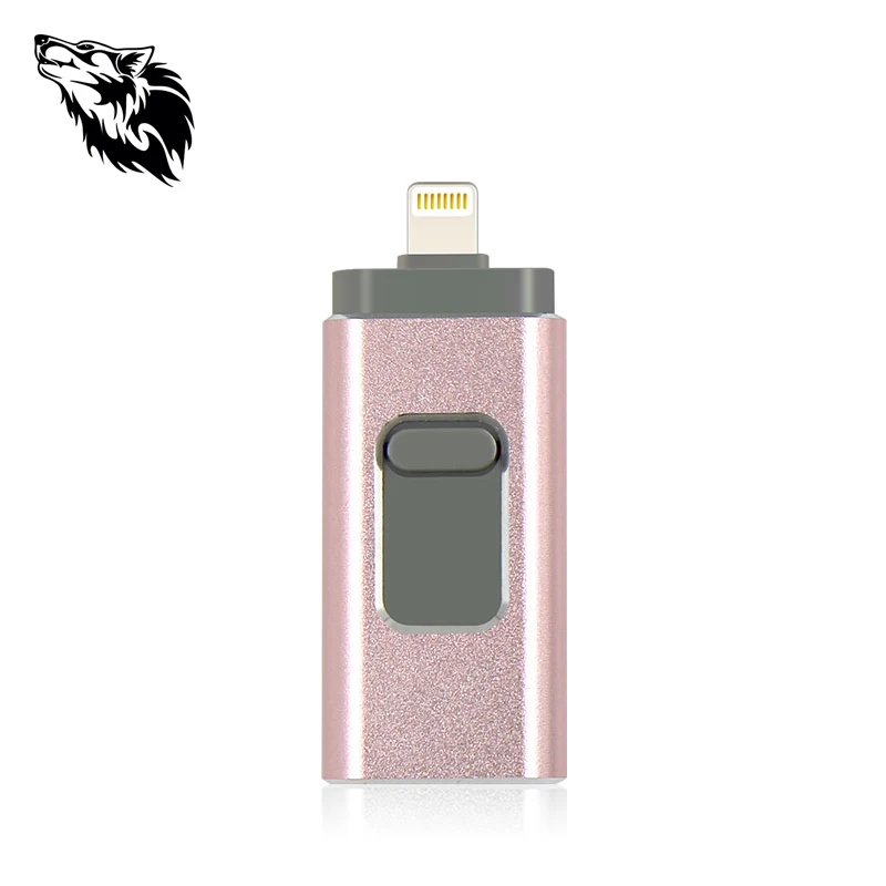 ROSE GOLD Горячий U диск 3 в 1 Флешка 32 ГБ usb флэш-накопитель 128 ГБ флеш-накопитель 68 ГБ USB флешка для iPhone - Цвет: ROSE GOLD