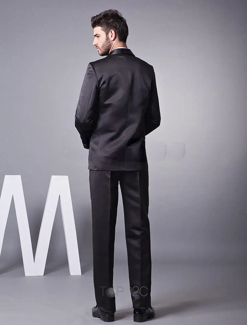 2015 Fashion - Custom made Black Single Breasted Button Groom Wedding Tuxedo with vest slim wedding suits for men groom sui | Мужская