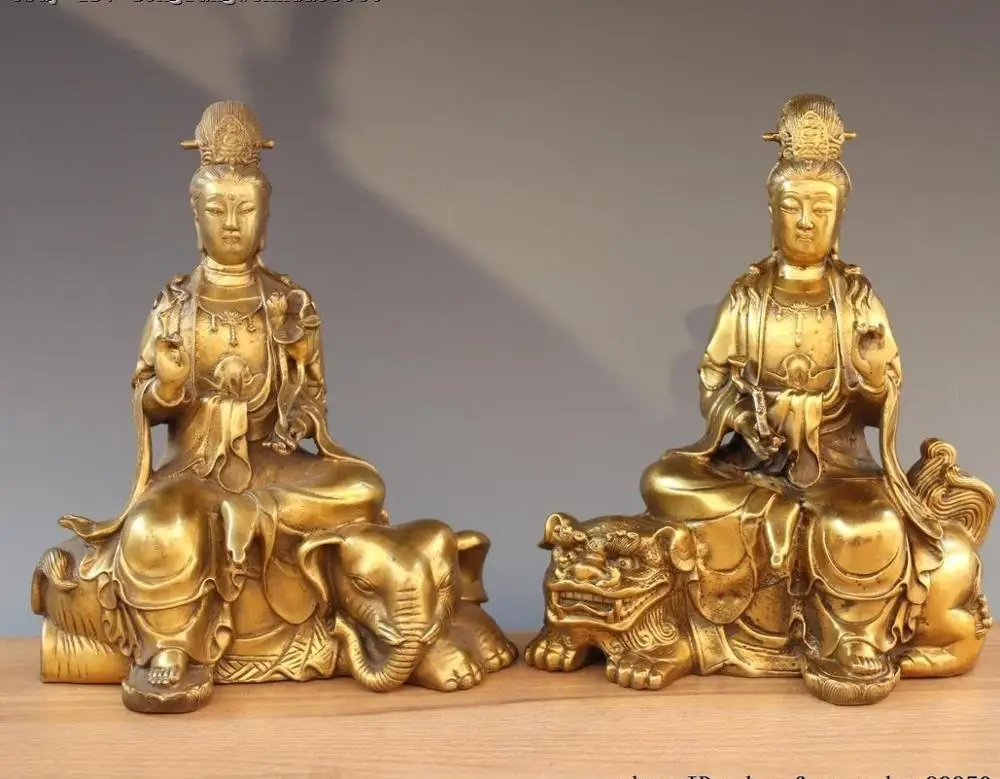 

Латунная медная статуя Wenshu Manjusri Manjushri Monju Samantabhadra, статуя богини Будды