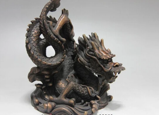 Online Bi001896 Kraliyet Saf Bakır Bronz Feng Shui Burç Lucky Hayriye Spiral Ejderha Heykeli