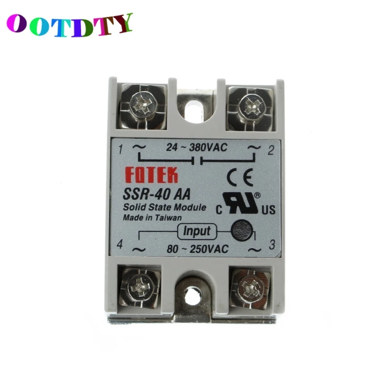 OOTDTY 1 шт. SSR 40 AA AC металлический базовый твердотельный релейный модуль 40AA 40A выход 24