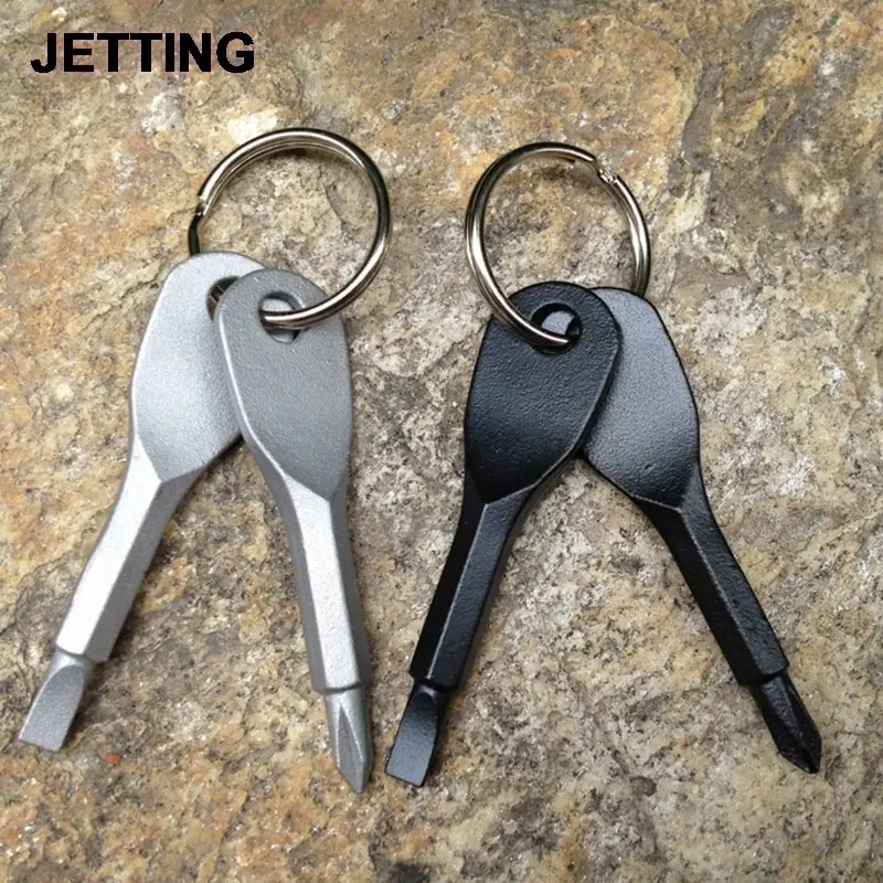 

1Set Portable Mini Screwdriver Steel Pocket Outdoor Repair Tool Key Shape Multi EDC Philips Slotted Screwdrivers keyring