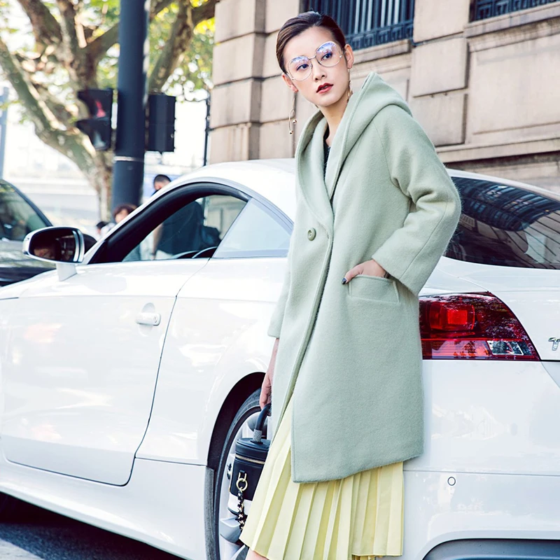 Осень-зима Для женщин Новинка 2017 года теплые пальто с капюшоном Свободные