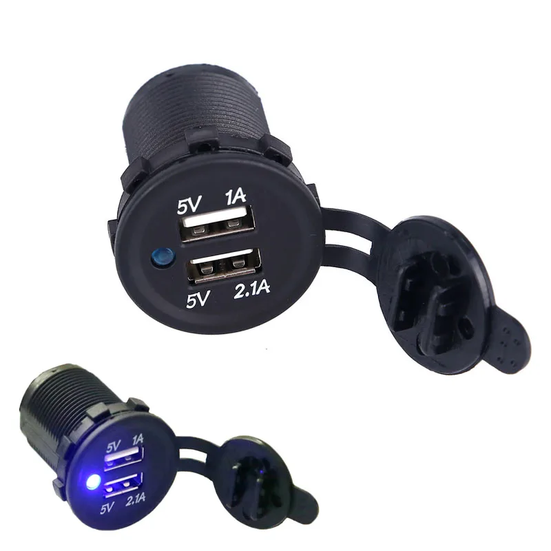 Автомобильное зарядное устройство с двумя usb портами 2 1 а/1 А водонепроницаемый