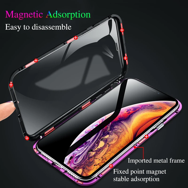 Магнитный металлический флип-чехол для телефона Apple iPhone XS Max XR X 6 6S 7 8 Plus чехол с