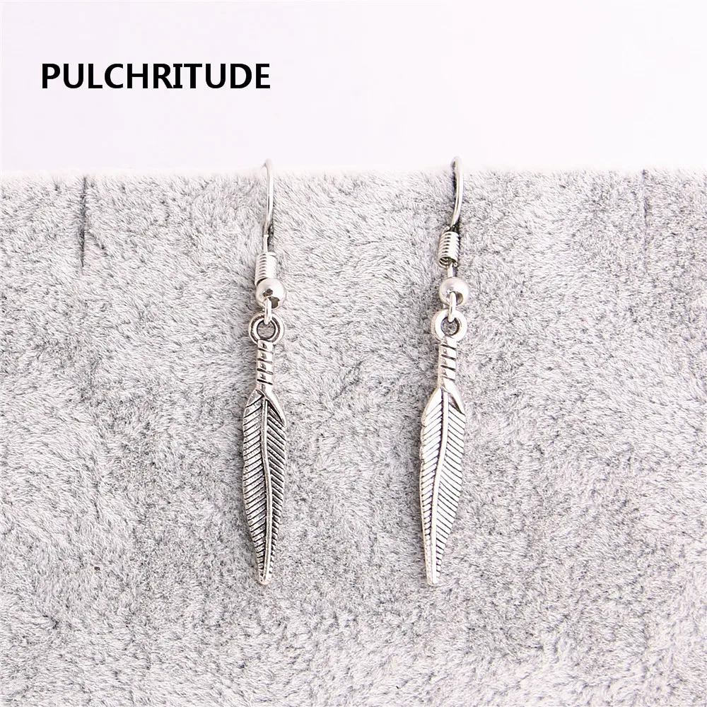 PULCHRITUDE 20 шт./лот металлический сплав Цинковый античный бронзовое перо подвеска в