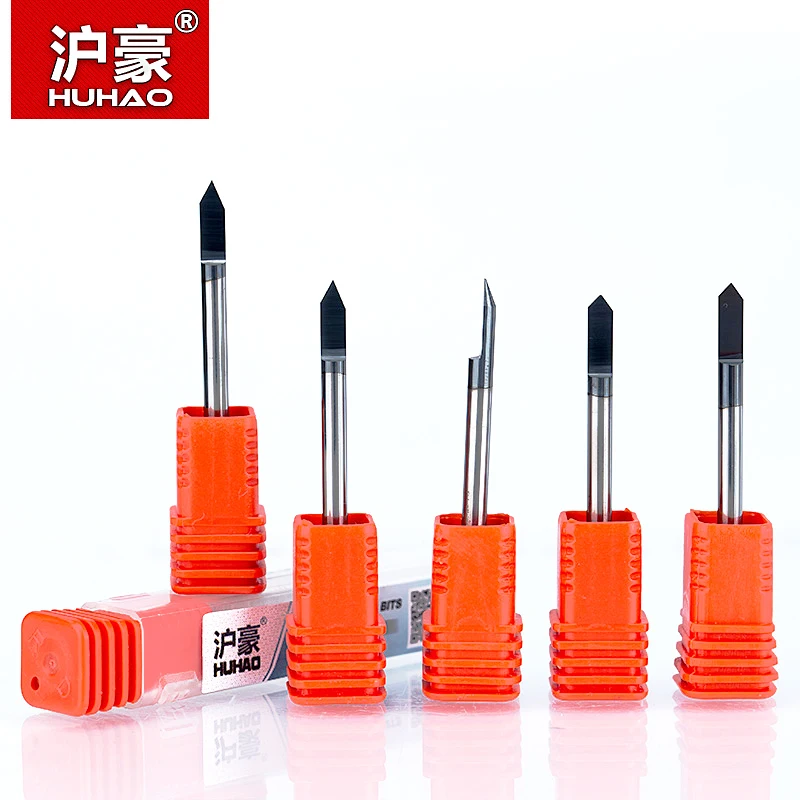HUHAO 1pc 3.175mm Titanium Coating Engraving Bits 3A Top quality Carving Cutter Flat Bottom CNC router bits for wood end mill |