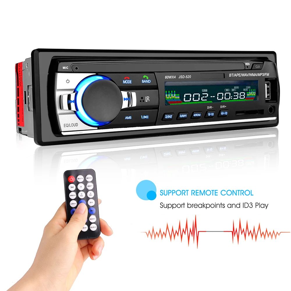 Автомобильное радио miniJSD520 12V Bluetooth стерео в тире 1 Din FM Aux вход поддержка Mp3/MP4 USB MMC WMA