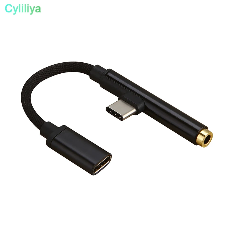 30 шт. 2 в 1 90 градусов USB 3 Тип C к -C 5 мм разъем аудио Aux кабель для наушников зарядный