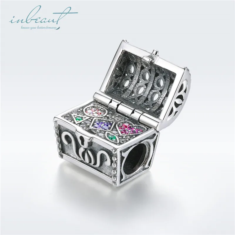925 Silver fit Pandora Bracelet Pink Zircon Goat Deer Penguin Green Clover Tree Box Beads White&Blue CZ Heart Shell Anchor Charm - Цвет: FSCC989