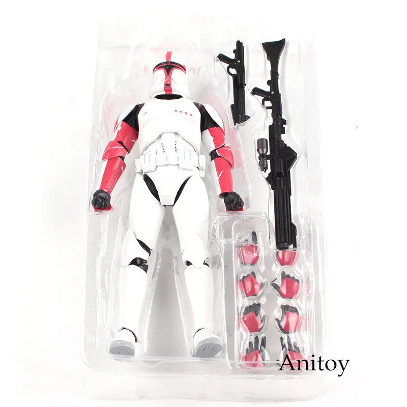 red in bag Star Wars СВЧ в форме головы солдата-клона из второго этапа/первого этапа капитан ПВХ, движущаяся фигурка, Коллекционная модель, игрушка(15 см - Цвет: red in bag