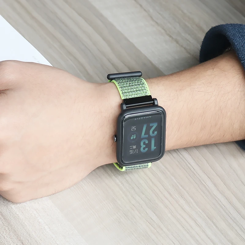 SIKAI 22 мм 20 нейлоновый ремешок для Xiaomi Amazfit Bip Pace на запястье липучке Смарт часы