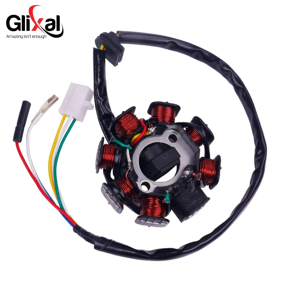 Glixal GY6 8-coil МАГНЕТО генератор статора для 139QMB 139QMA китайский скутер мопед ATV ДВИГАТЕЛЬ(AC сгорел