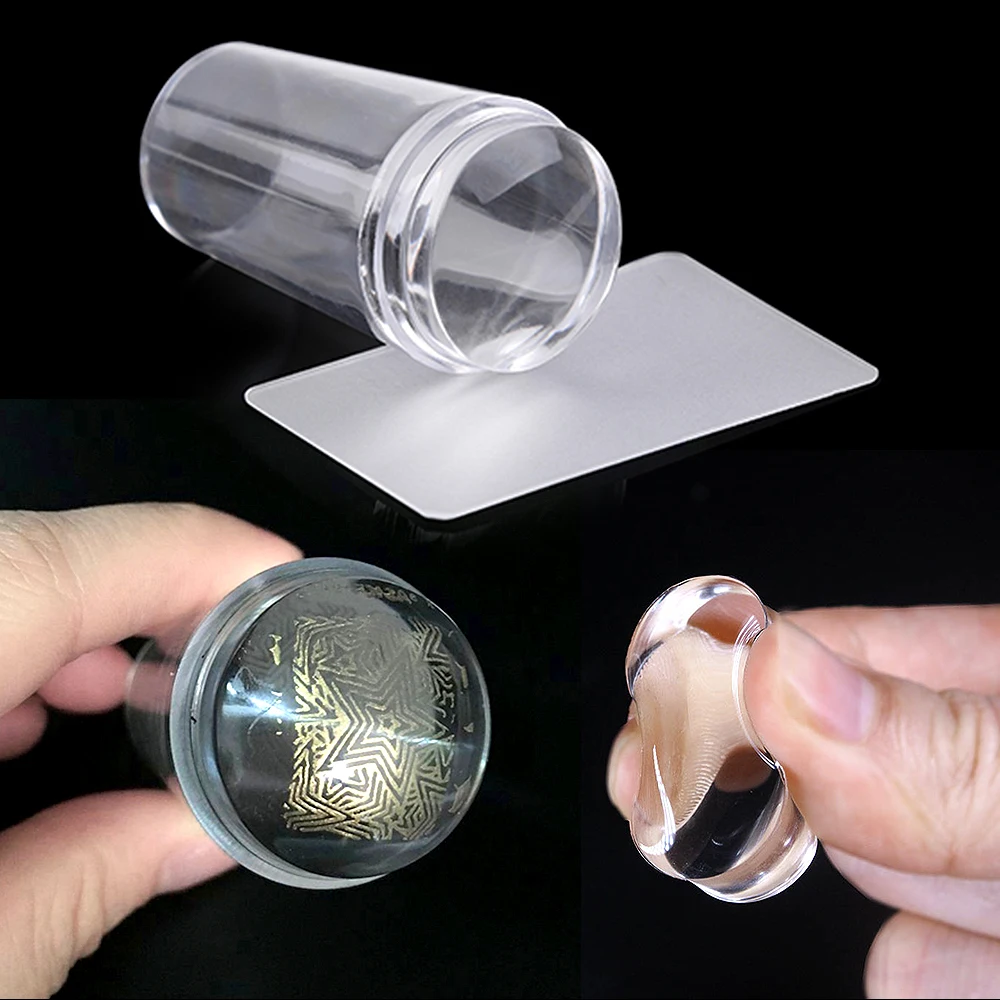 Tignish 1Set Silicone Scraper Cap Transparent Stamping Head Clear Jelly Stamper Polish Transfer Templates Nail Art Tools | Красота и