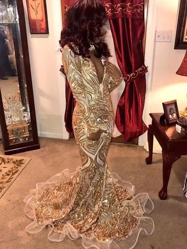Vestidos De Gala сексуальное Золотое блестящее длинное шикарное платье для выпускного
