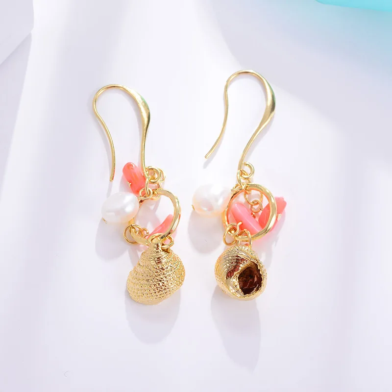 Hongye New Design Drop Earrings for Women Gold Color Chic Conch Ear Hook Girls Brinco Big Long Dangler Wholesale | Украшения и