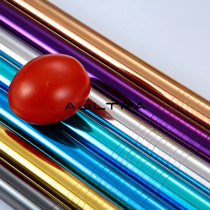 

300pcs 12x215mm 304 Stainless Steel Drinking Straw Reusable Straw Colorful Metal Straws Food Grade Juicy Party Straw wholesale