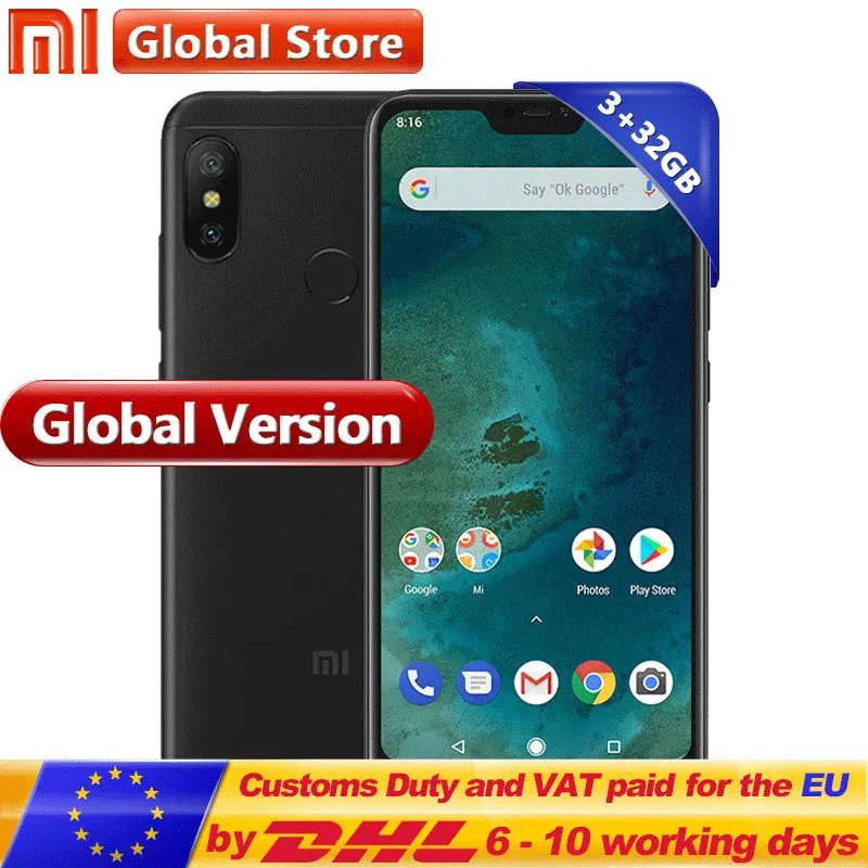 Глобальная версия Xiaomi A2 Lite 3 GB 32 Встроенная память мобильного телефона Snapdragon 625 Octa