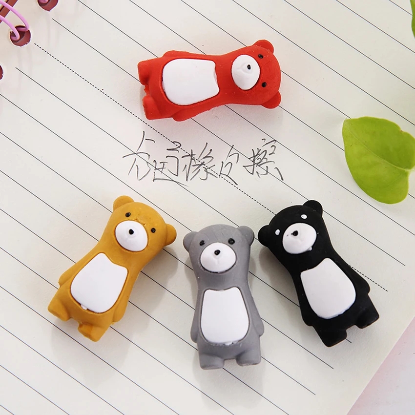 

Stand Bear Shape Cute Erasers TPR Pencil Erasers Drawing Rub Stationery Wiping off Words Students Cartoon Animal Rewards