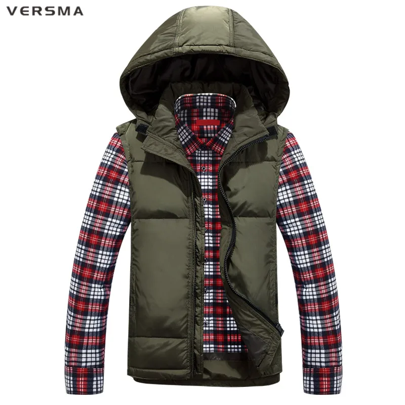 VERSMA Slim Fit зима теплая куртка без рукавов пуховой жилет для мужчин черный с