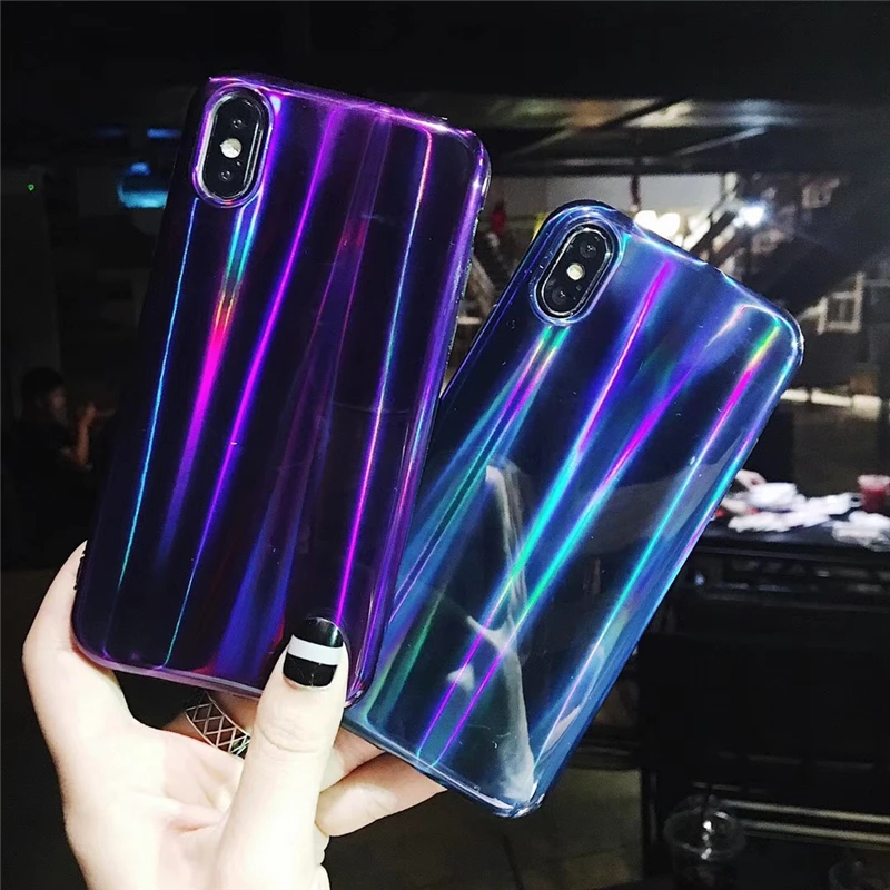 Роскошный Радужный блестящий чехол для телефона iPhone 5 5S SE 6S 7 8 Plus X Cool Laser Colorful Shining