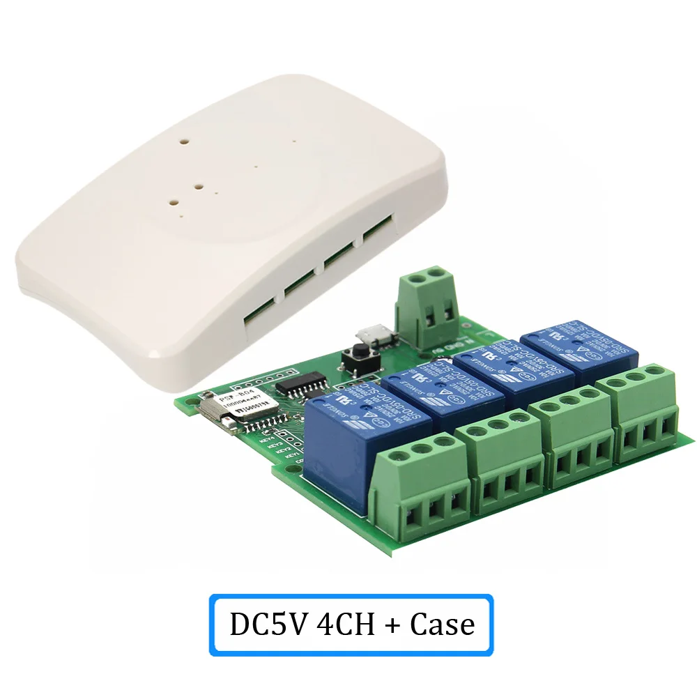 DC5V 4CH A Case Смарт-модуль дистанционного управления eWeLink 4CH DC5V 12 в 32 В 220 В Jog Inching самоблокирующийся радиочастотный приемник 10A реле wifi беспроводной переключатель - Комплект: DC5V 4CH A Case