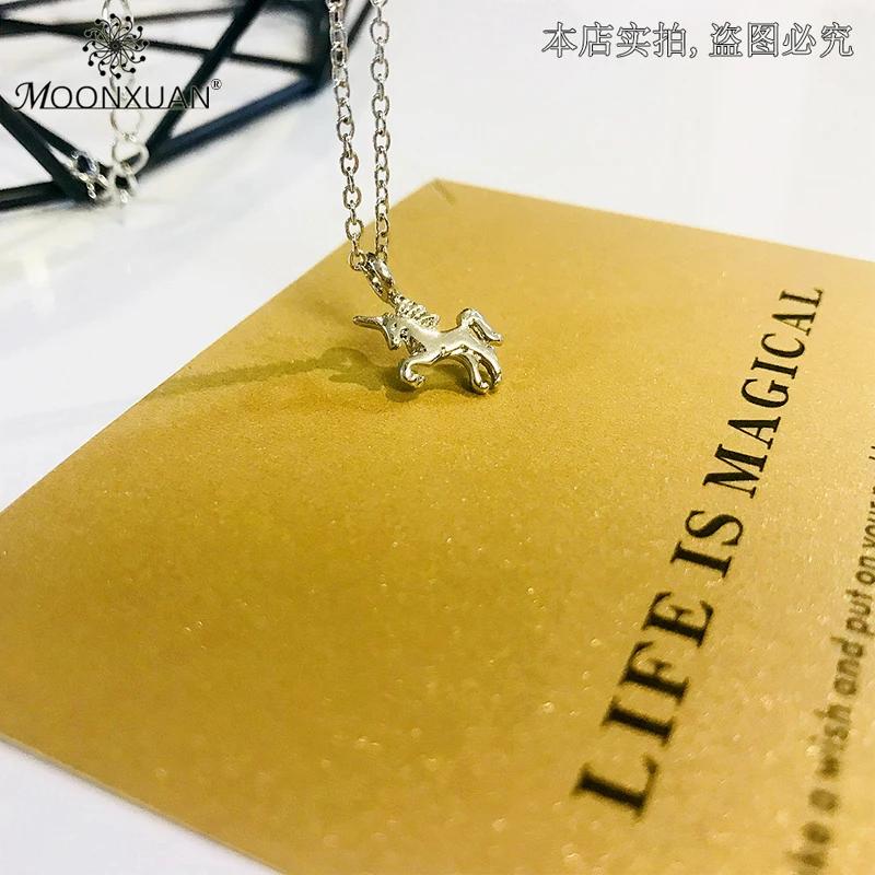 Женское колье чокер Dogeared золотистое ожерелье с цепочкой в виде единорога