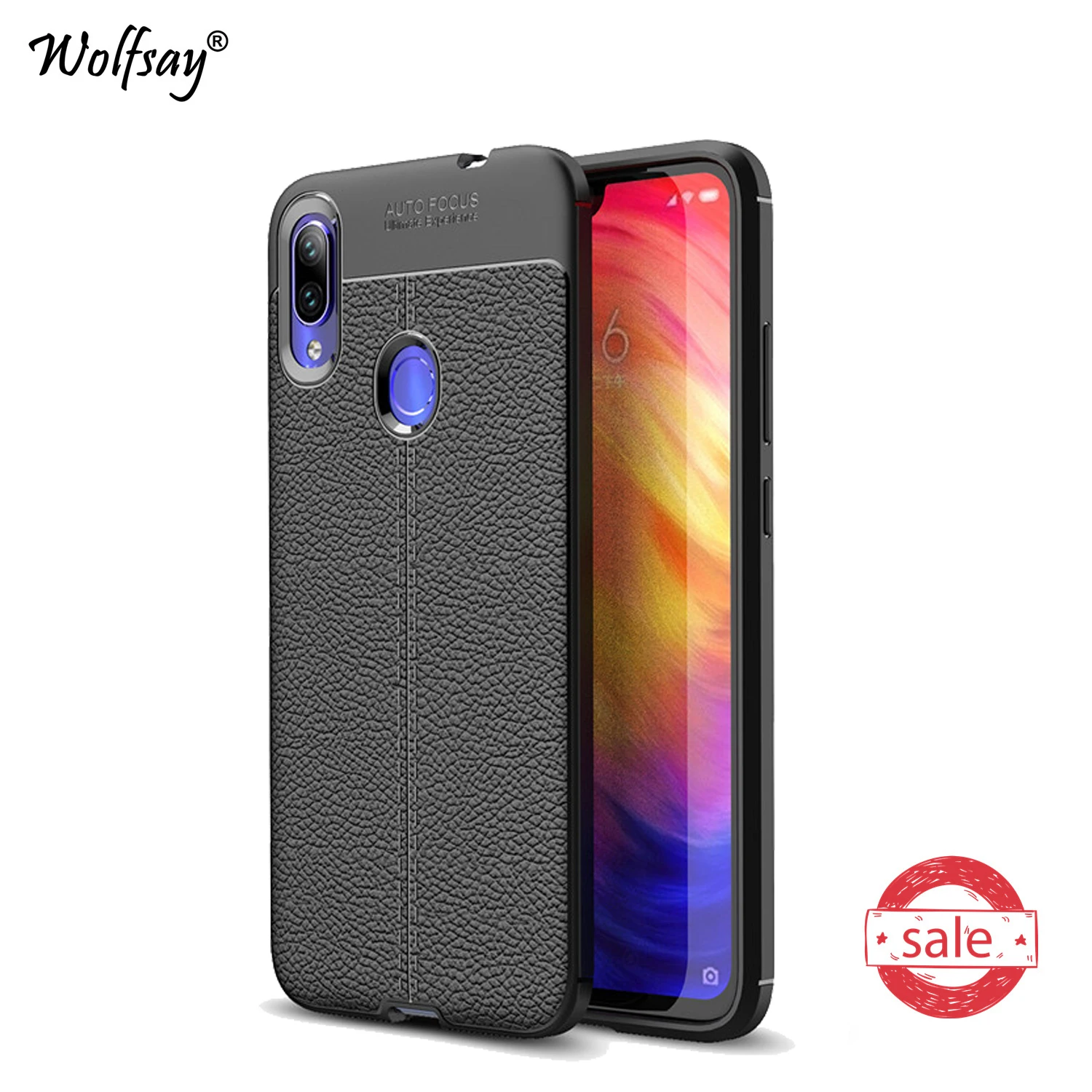 Чехол для Xiaomi Redmi Note 7 противоударный мягкий резиновый чехол с узором Личи