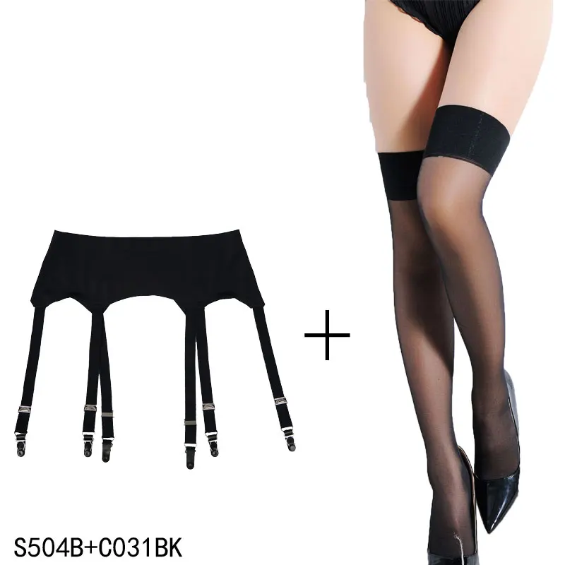 Женские винтажные чулки с подвязками черные 6 широкими бретелями|clip garter belt|garter