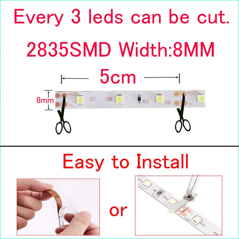 Светодиодные полосы 2835 SMD DC 12V 300 светодиодов/5 м 4/3/2/1 водонепроницаемый гибкие