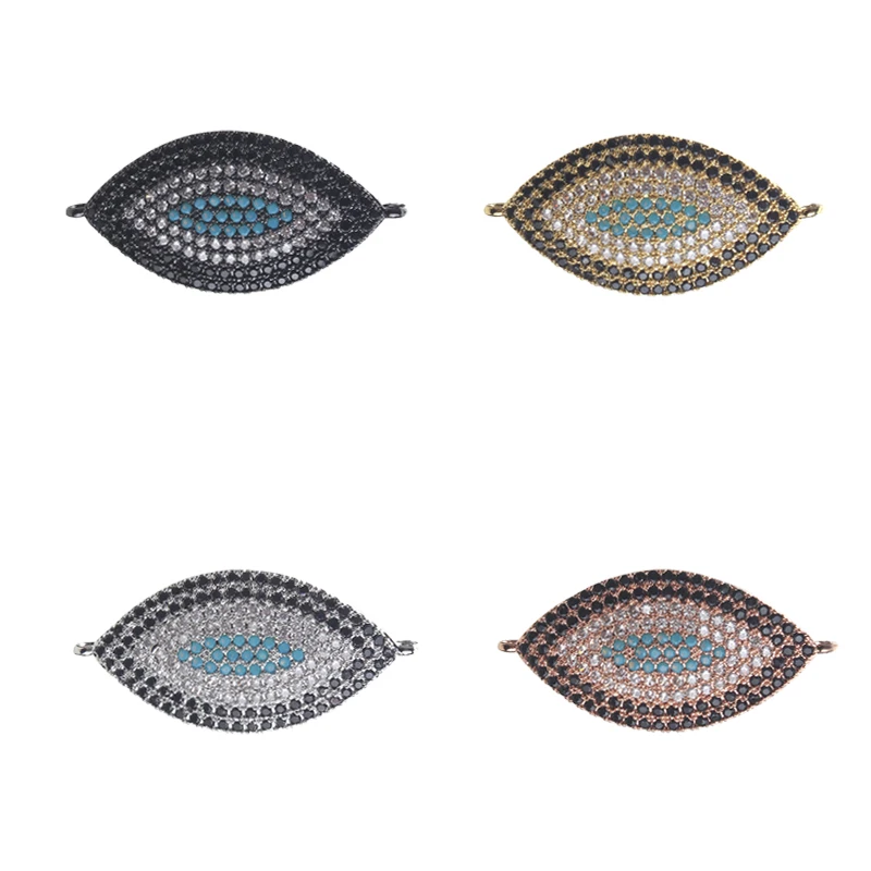 1pc 35*17mm Evil Eye Charms Micro Pave CZ Connectors Bracelet Pendant Jewelry Making Accessories Handmade Finding | Украшения и