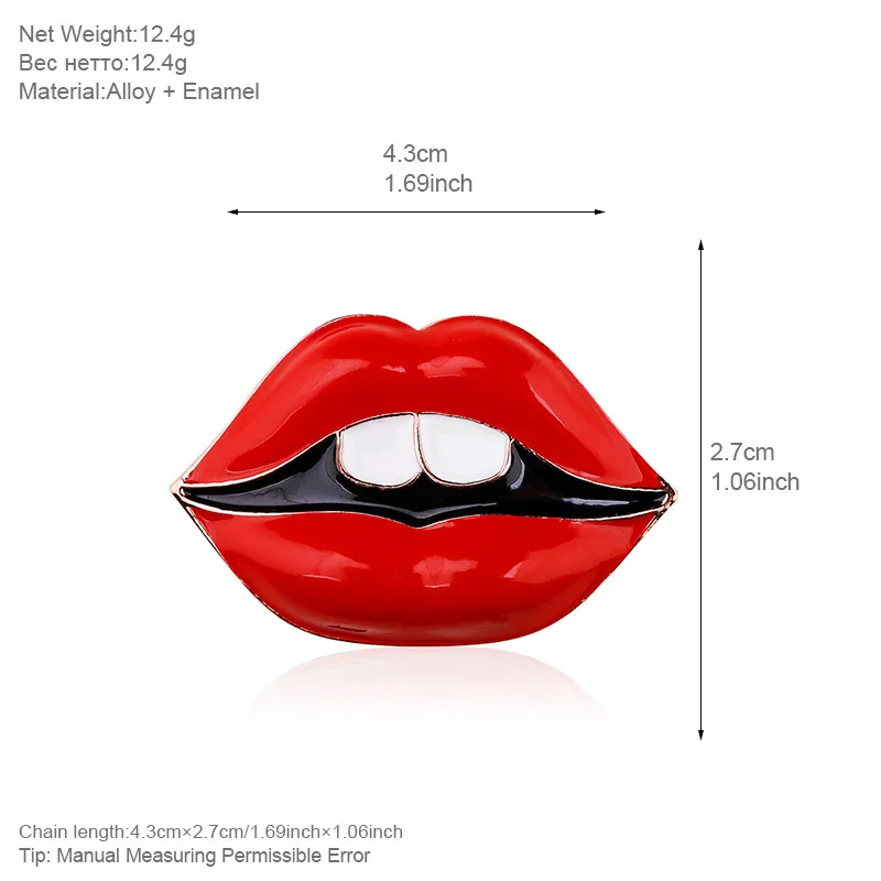 ALLYES сексуальные Броши с красными губами для женщин девочек одежда воротник