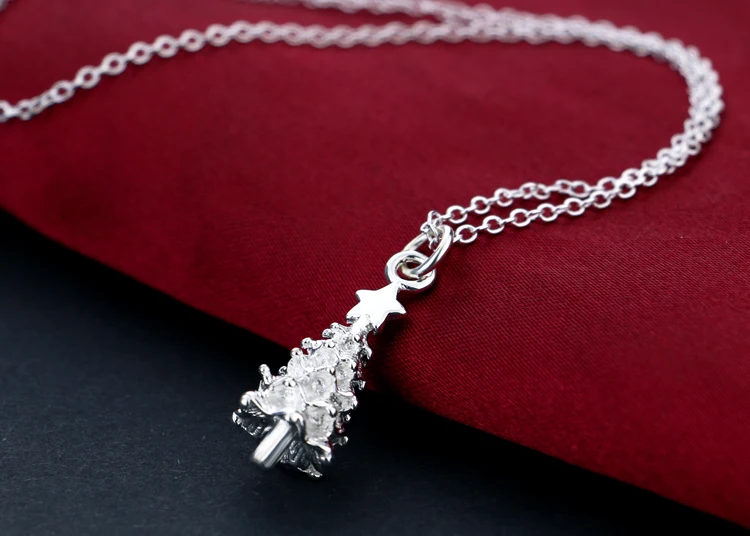 Женское колье с подвеской на рождественскую елку модное серебряным покрытием