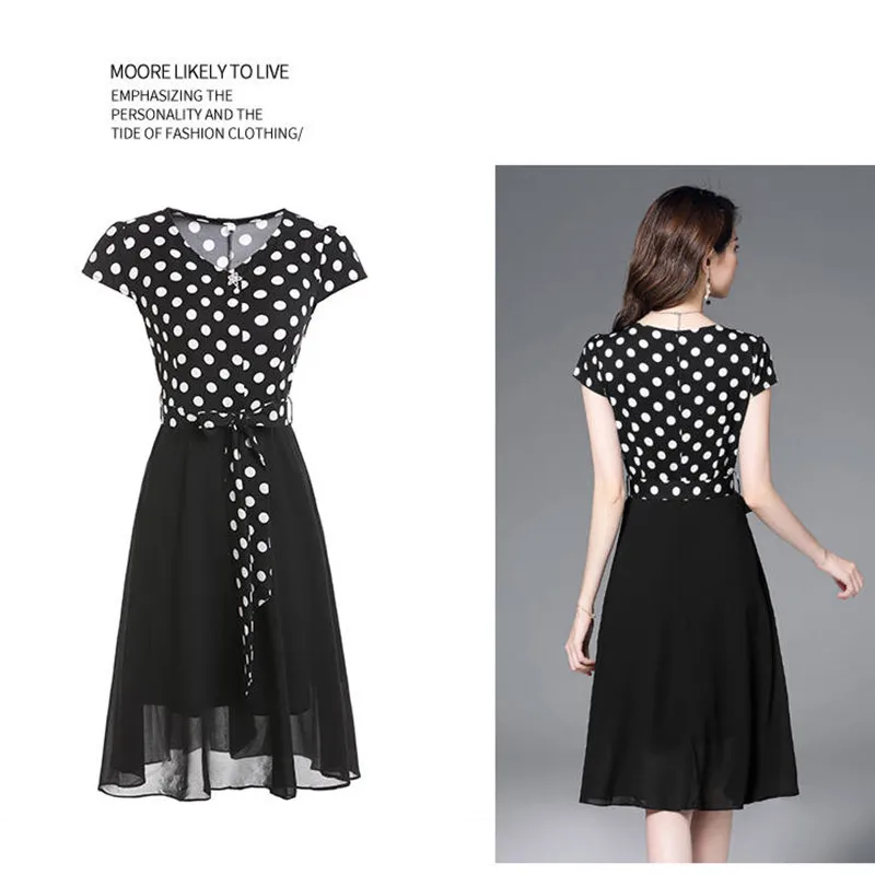 Мам летнее шифоновое платье в горошек стиле Бохо пляжное Винтаж оборками